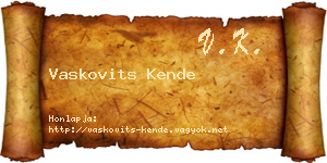 Vaskovits Kende névjegykártya